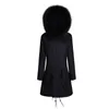 fi Uomo Lg Style Parka nero con cappuccio in vera pelliccia di Racco Cappotto con collo in pelliccia invernale Giacca maschile casual e bello v1vV #