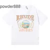 Rhude Niche Beauty Trend Zomer Nieuw Sunset Beach Gezellig Patroon Print Casual Los T-shirt met korte mouwen voor heren en dames