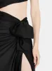 Basic Casual Dresses TWOTWINSTYLE Slimming Hollow Out Women Diagonal Collar One Shoulder High Waist Split Thigh Pleated Dress yq240328