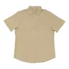 Chemises décontractées pour hommes Mode d'été Chemise à manches courtes Vintage Col rabattu Boutonné Hommes Streetwear Rayé Jacquard