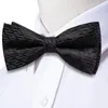 보우 넥타이 hi-tie jacquard solid black butterfly silk men tie Hanky ​​cufflink pricied bowtie for male business wedding party 도매