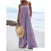 Women'S Jumpsuits & Rompers Designer New Woman Solid Strap Wide Leg Pants Pockets Romper Casual Summer Sleeveless Fashion Loose Dunga Dhkct