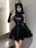 Casual Kleider WOMENGAGA Sexy Würzige Mädchen Ärmel Bogen Rolle Spielen Pu Leder Kleid Elegante Mode Koreanische Frauen 2024 WZ51