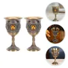 Wine Glasses 2 Pcs Retro Goblet Household Cup European Style Dinner Decorative Stainless Steel Home Supply Metal