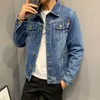 NYHETSENS Denimjacka Spring Autumn Hooded Wed Denim Jacket LG ärmar Hip Hop Mens Jeans Jacket Cowboy Coats Man Clothing U8Qm#