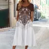 Casual Dresses Loose Dress Short Hidees Crew Neck Sexy Party Floral Prints Beach Swing Woman Clothing Vestidos Para Mujer