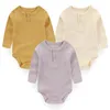 3 Stuks Unisex Effen Kleur Baby Meisje Kleding Sets geboren Katoen Lange Mouw Jongen 024M Rompertjes Actief 240327