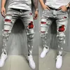 Herbst Patchwork Männer Jeans Fi Beggar Editi Painted Black Skinny Jeans Mann Y2k Ripped Hip Hop Denim Hosen Casual Hosen 26Jk #