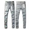 Jeans uomo Designer Jean Jeans viola Marca Pantaloni attillati lavati casual strappati pieghettati denim sottile Jeans leggeri Tendenza selvaggia di alta qualità Ricamo Stampato hip-hop