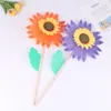 Garden Decorations 1Pc Colorful Sunflower Windmills Wooden Wind Spinners For Home DIY Kids Outdoor Activities Layout Lawn Pinwheels