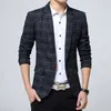 mens Blazer Busin Casual Suit Jackets Slim Fit Plaid Sports Coat Spring Autumn Man Clothes Men's Travel Suits Blazers j2Ox#