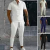 2PcsSet Minimalistic Sportswear Suit Washable Casual Wearing Sweat Absorption Solid Color Mens Sports 240315