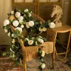 装飾的な花1.6m人工ローズバインガーランド偽の花の牡丹の結婚式のアレンジバックグラウンドテーブル装飾