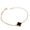 Designer fashion Van V gold simple mini Four-leaf clover bracelet thickened 18K rose plated trend online red jewelry