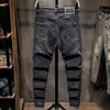 2024 primavera e outono nova tendência fi elástico rasgado jeans masculino casual fino confortável de alta qualidade calças de pé pequeno 28-36 6998 #