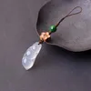 Porte-clés artisanat à la main pierre naturelle calcédoine sac à main porte-monnaie porte-bonheur serrure chaîne de guérison haricots porte-clés