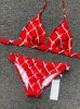 CC polychroom optioneel bikini dames zomerzwempak scheidt badpak uit één stuk Vakantiestrandpak rekbaar designerzwempak bikini met veters maat S-XL QSOO