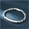 Bracelets 4mm S925 Sterling Sier Horseshoe Baracelet Hommes Mâle Thai Rétro Brillant Simplicité Baracelets Bijoux Cadeau Drop Livraison Otwvj