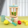 Children's Family Toy Series Pop-up Toaster, Fruit Juicer, Blender, Cooking Hine, Wooden Food Kitchen Accessories, Gifts for Boys and Girls Christmas,