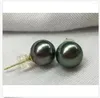 Dangle Avize Küpe Çarpıcı Tahiti 9-10mm Siyah Yeşil Pearlearring 18K Damla Teslim Teavelry OTZ1X