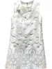 Robe perlée blanche de couleur unie, sans manches, col rond, longueur aux genoux, robes décontractées, printemps 2024, X4M2612306