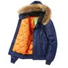 Jaqueta Piloto masculina Inverno Engrossar Cott Casaco Jaquetas Táticas Militares com Pele Com Capuz Aquecimento Windbreaker MA1 Casual Parkas v5Mw #