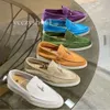 Loro Piano Designer Sneakers Mulher Homem Verão Luxo Caminhada Ao Ar Livre Sapatos Tasman Salto Plano Mocassins Clássicos Baixo Top Camurça Mocassim Deslizamento em Carreira Casual