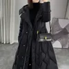 2024 New Winter Women Over The Knee Slim Puffer Jacket Female Warm Thick Hooded Coats Ladies White Duck Down Overcoats Q836 m4n4#