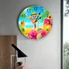 Väggklockor Flamingo Tropical Leaves Beach Silent Home Cafe Office Decor for Kitchen Art Large 25cm