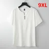 Men's T Shirts 9XL Linen T-shirt Men Summer Solid Color Tshirt Fashion Casual Tees Tops Male Henley Collar Shirt Plus Size 8XL
