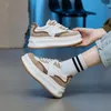 Sıradan Ayakkabı 7cm İnek Orijinal Deri Kadın Paten Yatılı Yüksek Marka Tıknaz Sneaker Vulkanize Platform Kama Kararlı