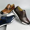 High-grade business leather shoes for men British style leather handsome slip-on Gas wedding shoes male size 45 46 47 zapatillas de hombre A19