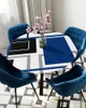 Table Cloth Abstract Geometric Squares Art Black Blue Round Tablecloth Elastic Cover Waterproof Dining Decoration Accessorie