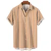 Camicia casual a righe estive da uomo Stampa hawaiana Manica corta Beachwear Vacati Fi Social Risvolto Butt Abbigliamento oversize u2WQ #