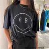 Designer Nanyou Donna 24ss Primavera Estate Nuove donne Stampato Volto sorridente Semplice Girocollo T-shirt a maniche corte Tutto cotone Fondo Top 2XK1