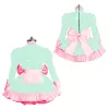 Egzotyczne zamknięcie słodki Big Bow Sissy Lolita Maid Dr Puff LG Rleeve Ruffles High Neck A-Line Pvc Shiny Maid Dr with APR i8t5#