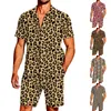 Herren-Trainingsanzüge, Herren-Sommermode, Freizeit, Leopard, Hawaii, Urlaub am Meer, Strand, digitaler 3D-Druck, kurzärmeliges Hemd, Shorts, Hosenanzug