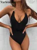 Garnitury seksowne nowe 2022 owijaj wokół wyściełanego jednoczęściowego stroju kąpielowego Kobiety kąpielowe backless Monokini Bather Bathing Suit Swim Lady V2778