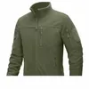 Jaqueta de lã masculina Full Zip Tactical Jackets Outdoor Hiking Coats com bolsos com zíper Jaqueta de trabalho Windbreaker Overcoat j9XA #