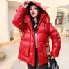 2023 Fi Espesar Abrigo de invierno Mujeres Chaquetas acolchadas brillantes Parka Abrigo suelto No-W con capucha Estudiante Abrigos cortos cálidos P42D #