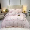 Bedding Sets Pastoral Embroidered Flowers 4pcs Duvet Cover Set Cotton Luxury Soft Bed Sheet With Pillowcases