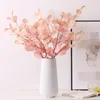 Fleurs décoratives longues Fake Feuilles Plastic Eucalyptus Branche de fête Plantes Home Decor Tropical Artificiel