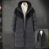 Mooie nieuwe casual herfstjas voor heren Warme dikke jas Winter Heren Fi Lg Winddicht Patchwork Herenparka Hoed Ritsjack P5jh#