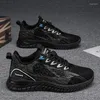Casual Shoes Men Mesh Breathable Lace-up Comfort Soft Sole Lightweight Sneakers Round Head Thick Bottom Running Jogging Trainers