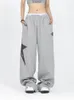 qweek Y2K Vintage Star pantalons de survêtement femmes Harajuku rétro Streetwear Patchwork Jogger pantalon surdimensionné Hip Hop gris sport pantalon 536z #