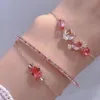 S Jóias Rosa Brilhante Romântico e Charmoso Amor Doce Puxando Pulseira