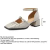 Dress Shoes Spring Autumn France Style Leisure Thick Heels Square Toe Cut Out Pleated Buckle Strap Genuine Leather Women Sandals 2401