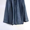 Kvinnors jeans 230901 Hög midja Navy Blue Denim Color-Block Wide Len Loose Women Trousers Fashion Tide Spring Autumn 2024