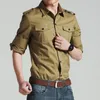 Hommes chemises militaires 2020 automne Lg manches chemises décontractées Camisas mince solide mâle Cott chemises Chemise Homme grande taille 4XL 50 888Z #