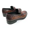 Drnbbness Shoes Hongsnben Male Men Fashibnon Brush Color bnCrocodile Bbnelly Businedfss Pure Handmabnde